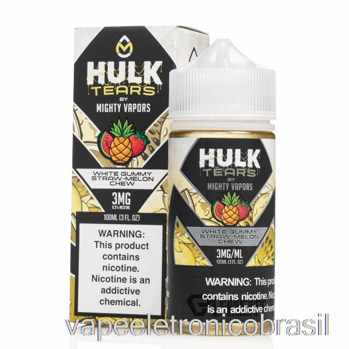 Vape Recarregável Goma Branca Palha Melão Mastigar - Hulk Teares - 100ml 3mg